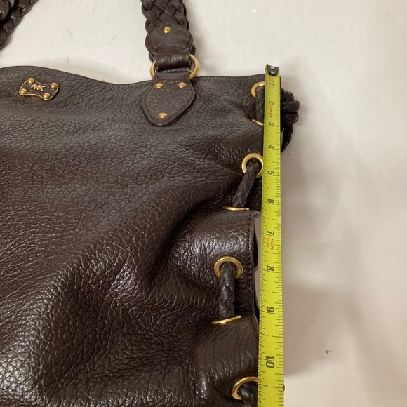 Michael Kors Woodside Braid Handle Tote Brown Pebbled Leather With Dustbag - Picture 7 of 16